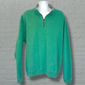 Tommy Bahama Green Cotton Quarter Zip Pullover Sweater XXL